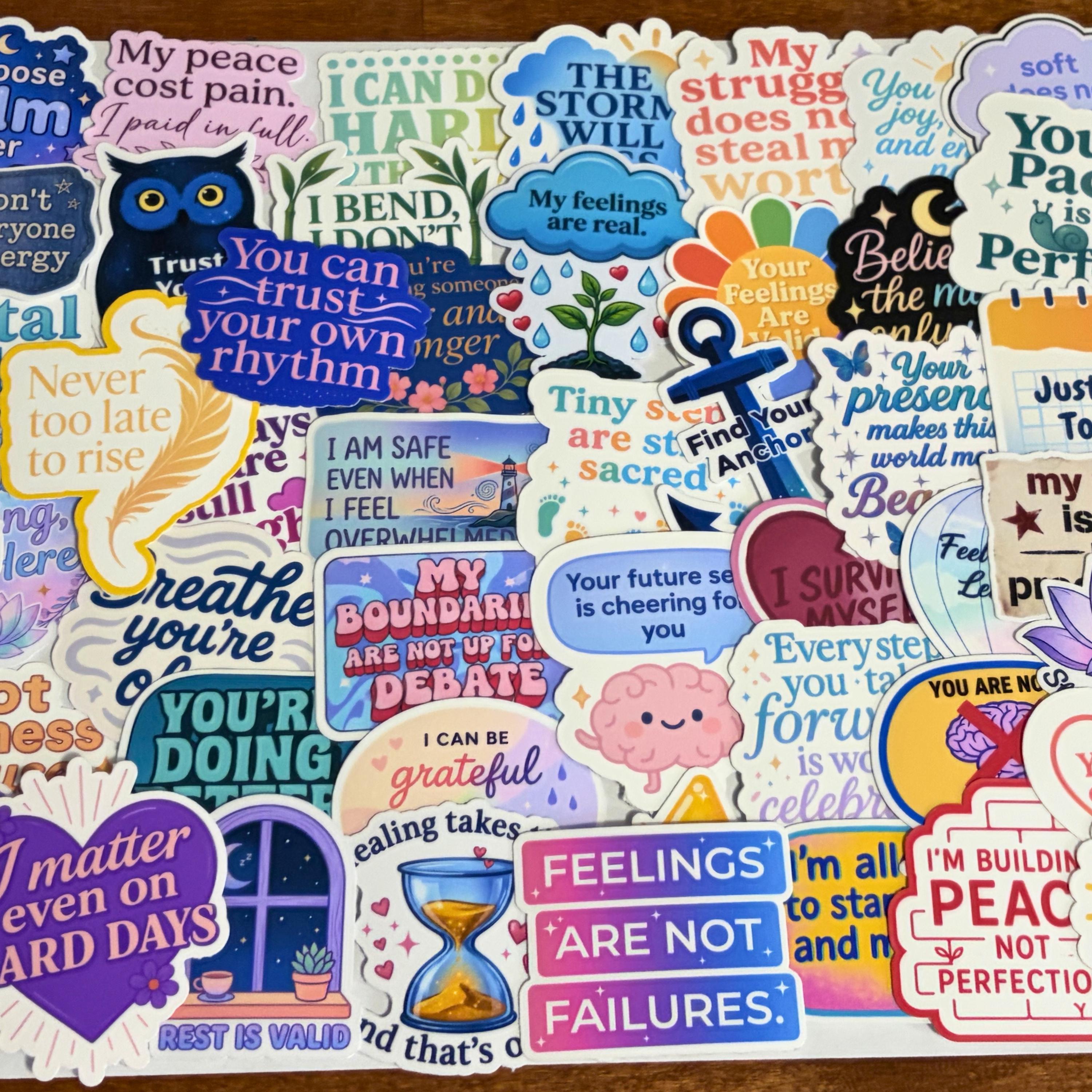 50 Affirmation Sticker Pack | Gentle + Grounded Self Care & Mental ...