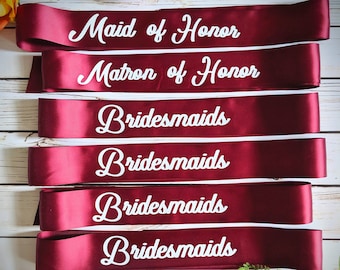 Set of 6 Bachelorette Party Sashes Bridal Shower 11 fonts to choose from. Bachelorette Party, Bridal Shower, Girls Night Out, Bridal Gift