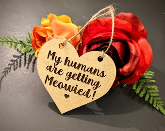My humans are getting meowied wooden cat sign. Engagement shoot prop, cat sign, wedding proposal, save the date sign, cat save the date, pet