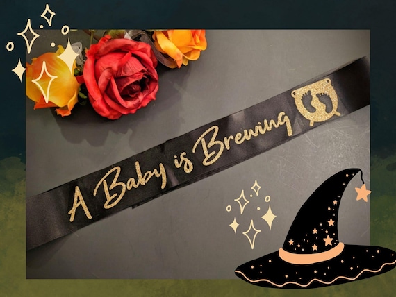 A Baby is Brewing Baby Shower Sash. Mommy to Be. New mom, baby shower gift, custom name. Witch baby shower, baby witch, halloween