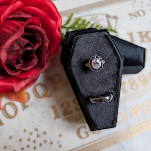 Coffin sized velvet ring box. Coffin ring box, two ring ring box Wedding and engagement. Gothic wedding. Proposal ring box Halloween wedding