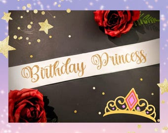 Custom Birthday Princess Sash, Milestone Party