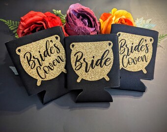 Bride's Coven Can Coolers / bridal party/ can cooler/ Halloween wedding/ bachelorette party/ witch coven/ witch wedding/ fall wedding