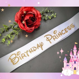 Birthday Princess sash, kids sash, adult birthday, plus size Sashes Birthday gift, all ages, birthday girl, your saying here. Birthday sash.