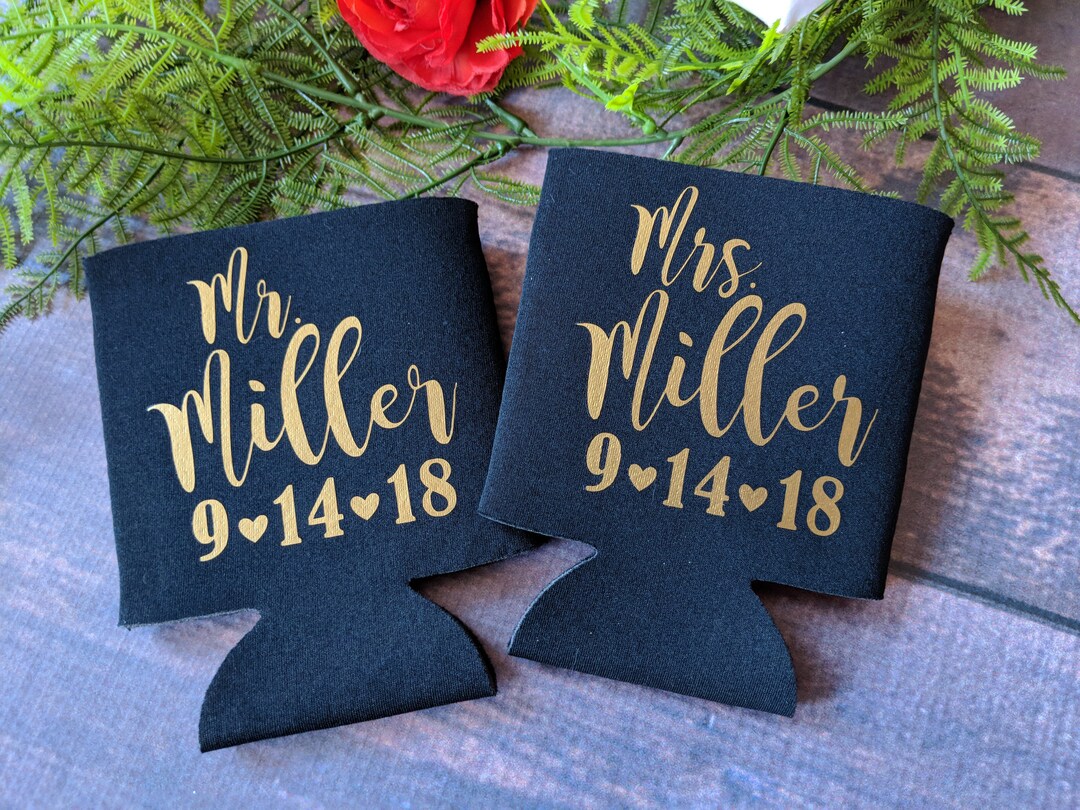 Mr and Mrs Can Coolers Set of 2. Wedding Gift// Bridal Shower Gift ...