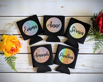 Holographic glitter name Can Coolers /can holder / can cooler/ awesome gift/ birthday/bridal party/ just because gifts/ glitter/ sparkle
