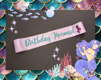 Mermaid Birthday Sash, Custom Party Sash