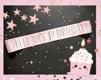 Baby to Toddler aged Birthday sash. Sashes. Birthday gift, all ages, birthday girl, your saying here. Child's sash. 1st birthday sash