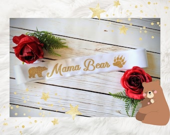 Mama Bear Baby Shower Sash. Mommy to Be 11 fonts to choose from. New mom, baby shower gift, custom name sash. Bears. Baby bear baby shower