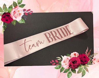Team Bride Set of Bachelorette Party Sashes 2-20 sash sets Bridal Shower, Bachelorette Party, Bridesmaids, elegant wedding