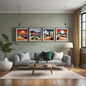 Sztuka ścienna Minimalistyczny krajobraz pustyni Sztuka cyfrowa sztuka ścienna planery zaproszenia imprezy sztuka wejścia i więcej! Piękny kolorowy pop art