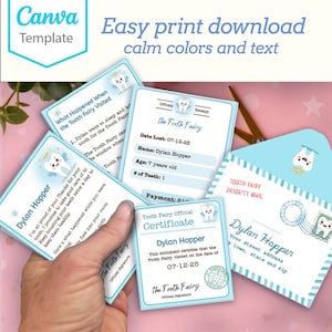 Bewerkbare tandenfee brief autistisch kind canva pdf bundel digitale instant download zachte geruststellende zintuiglijk vriendelijke jongensmeisjes spectrum