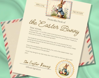 Personalizable Letter from the Easter Bunny for kids Easter letter from surprise for Easter basket for kids