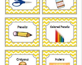 52 Yellow Classroom Supply Labels