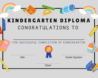 Certificates of Completion for Kindergarten, 1st Grade, and 2nd Grade