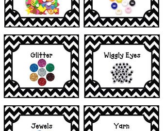52 Black Classroom Supply Labels