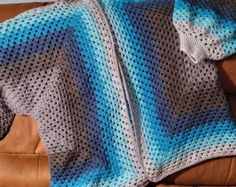 Boho crocheted cardigan-BLUE