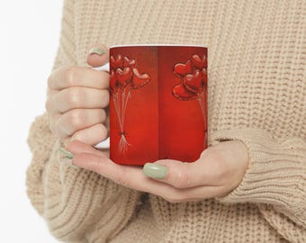 Valentine's Day Heart Ceramic Coffee Mug, Romantic Gift