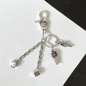 CH Style Schlüsselanhänger, Würfel Schlüsselanhänger, Vintage Schlüsselanhänger, Gothic Schlüsselhalter, Y2K Chrome Querflöte Schlüsselanhänger, Jubiläumsgeschenk,