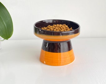 Bol pour animaux de compagnie en céramique fait main : mangeoire pour chaton surélevée
