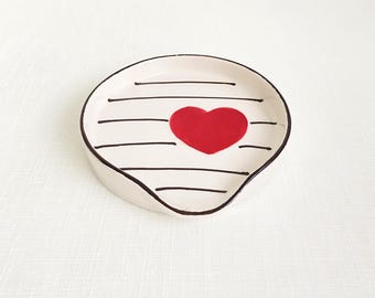 Handmade Ceramic Spoon Rest: Patterned Kitchen Decor