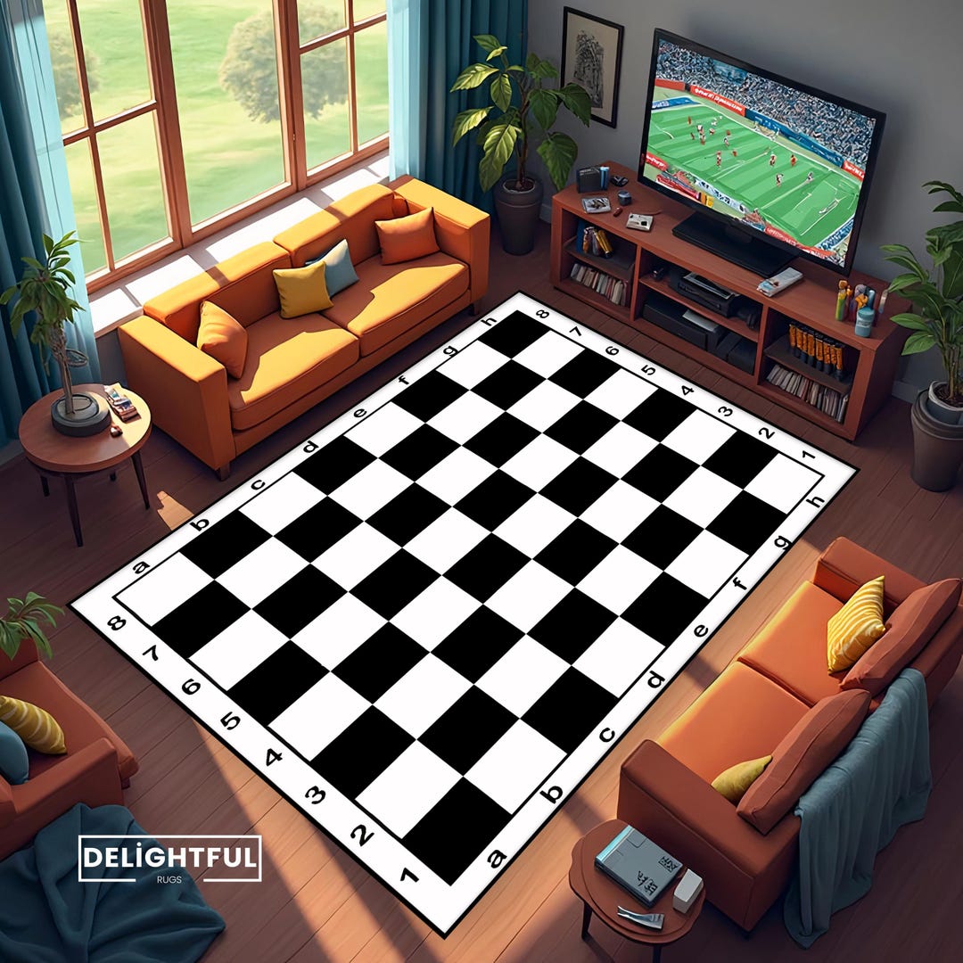 Chess Set With Board Rug Vivid Color Printed Washable Non Slip Carpet ...