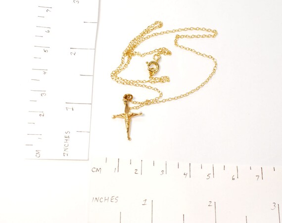 Vintage 12K Gold Filled Cross Crucifix Pendant 15… - image 4