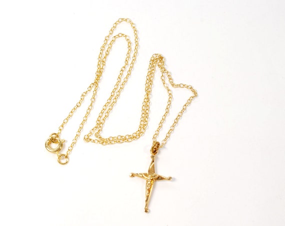 Vintage 12K Gold Filled Cross Crucifix Pendant 15… - image 2