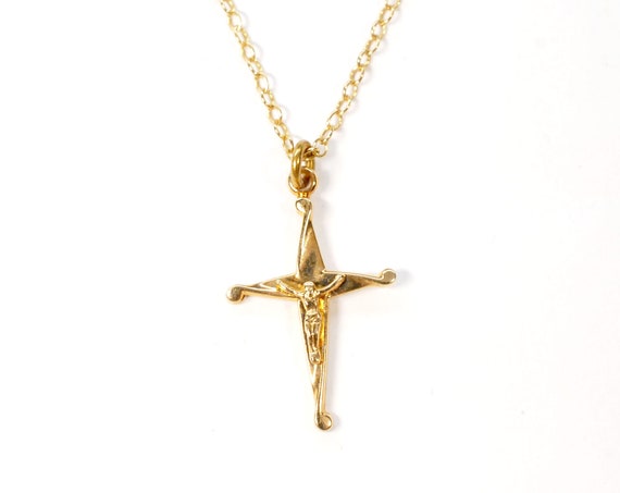 Vintage 12K Gold Filled Cross Crucifix Pendant 15… - image 1