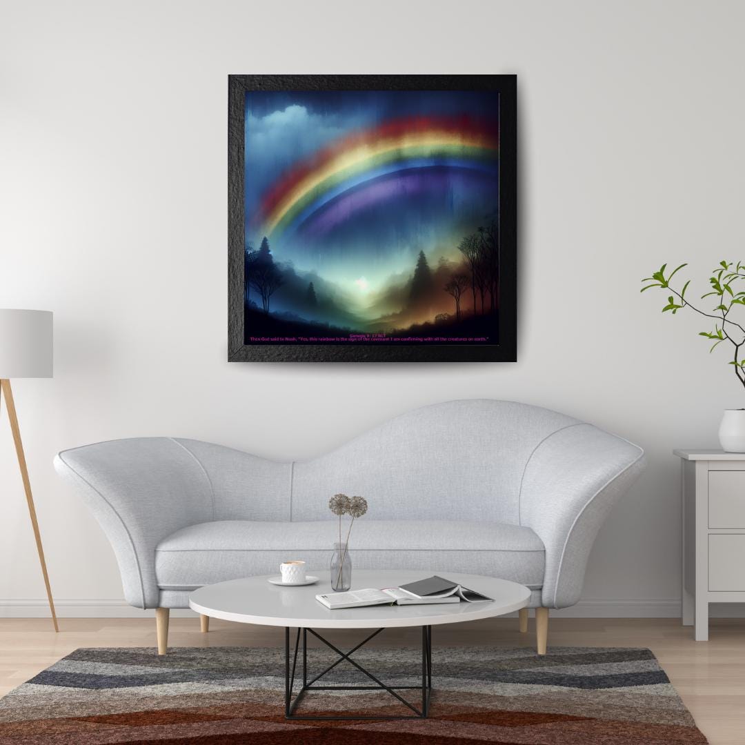 Christian Art, Bible Verse Genesis 9:17, God's Covenant Rainbow