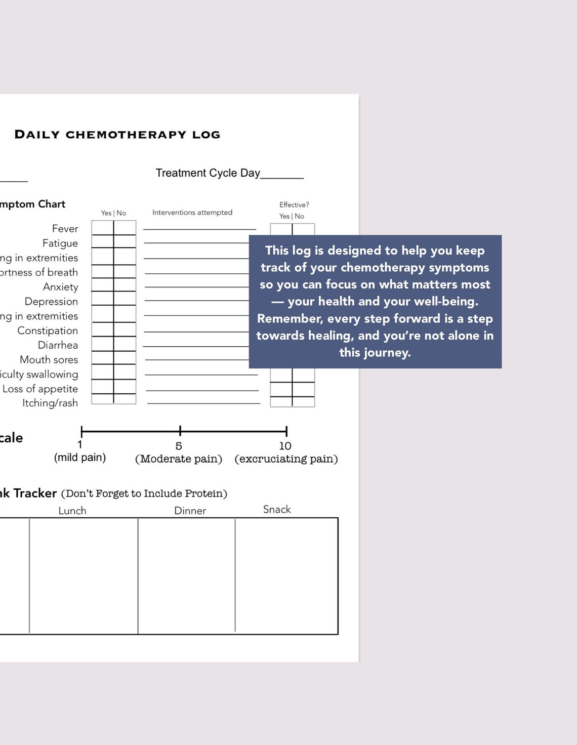 Chemotherapy Symptom Tracker: Daily Cancer Treatment Log (PDF) - Etsy