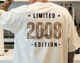 18th Birthday Shirt, 2008 Birthday Sweatshirt, Limited Edition, Hoodie with Name and Year, Men's Birthday Gift, Personalized 18 Birthday Tee