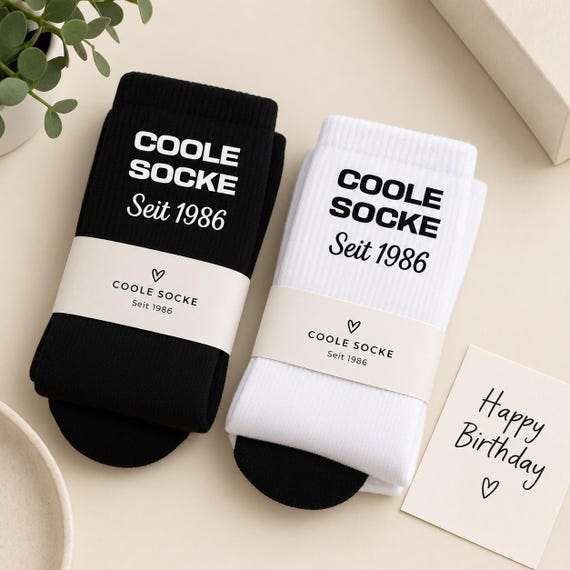 Personalisierte Geburtstagssocken, Coole Socke - Wunschjahr wählbar, Geschenk zum Geburtstag, Lustige Socken, Geschenk für Männer & Kollegen