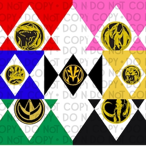 May include: A colorful graphic featuring six diamond-shaped designs in red, pink, blue, black, yellow, and green. Each diamond has a circular emblem with a gold animal or symbol. The background is white with the text "DO NOT COPY".