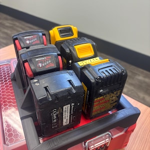 DeWaukee (DeWalt and Milwaukee) Packout Holder Carrier for 3x DeWalt and 3x M18 Milwaukee Batteries - Custom Made