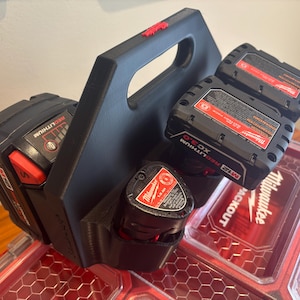 Custom Made Milwaukee M12 / M18 Combo Battery Packout Caddy Holder – holds 4 or 6 Batteries