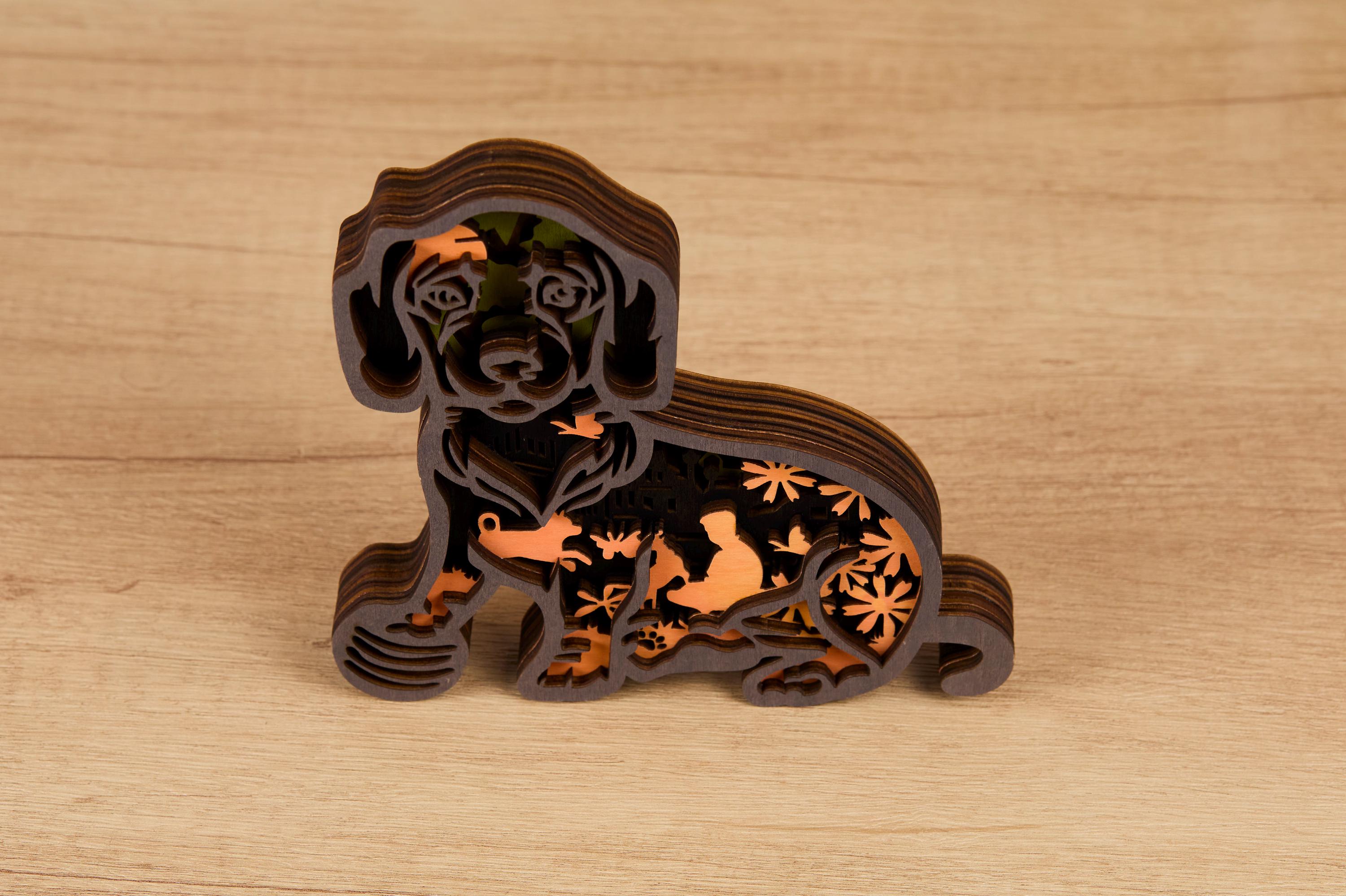 手作り木製犬アート（7.0インチ×6.5インチ）：素朴なペット愛好家向け