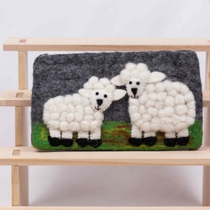 Wool Felt Zippered Coin Pouch Collection – 8.0 in x 5.5 in – Felted Cosmetic Bag, Phone Bag, Coin Purse|Various Collections