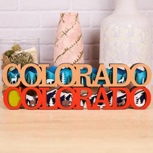 15 in x 2.5 in Handcrafted Wooden Colorado Sign | Layered State Art | 3D Colorado Home Decor | Mountain Lover Gift | Travel Art