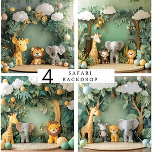 Safari Digital Backdrop, Digital Jungle Safari Background, Wild One Birthday Backdrop, Safari-Themed Digital Kids Photography Scene