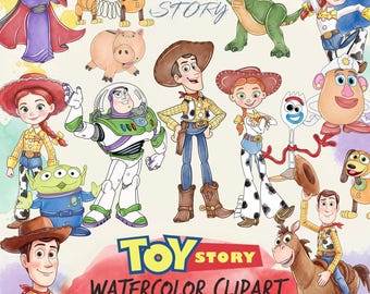 190+ Toy Story Watercolor PNG Clipart Bundle, Toy Story Digital File, Clipart PNG Files, Woody, Jessie, Buzz Lightyear | Instant Download