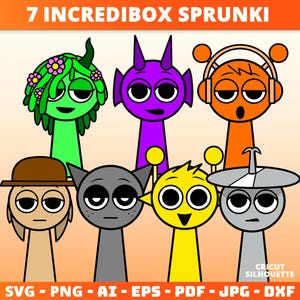 7 Sprunki SVG PNG Shirt Design Files for Cricut & Silhouette | Layered Cut Files, Vector Clipart Ai Eps DXF