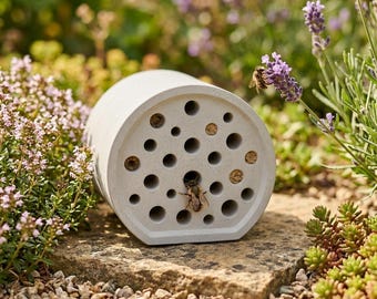 Betonnen bijenhotel voor wilde bijen | Nesthulp voor bijen in de tuin - Bijenhotelbuis - Bijenhuis