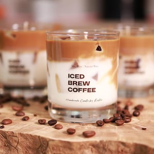 Candela al caffè, candela profumata Iced Brew Coffee Latte, candela al caffè, candela al caffè freddo in un bicchiere, regalo per gli amanti del caffè, candela moderna decorativa