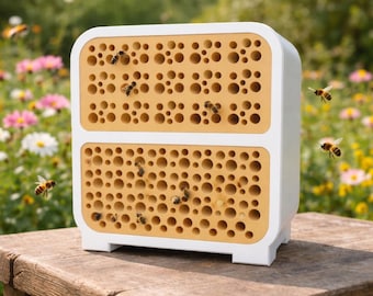 Bee hotel for wild bees and insects as a nesting aid | Weatherproof bee nest for overwintering - garden gift