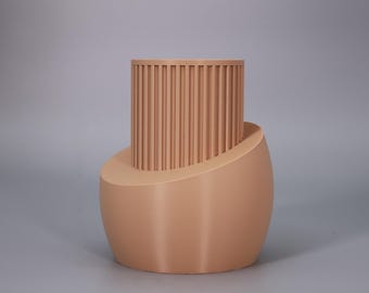 Modern beige flower vase - Home decoration - Vase with and without glass for dried flowers and fresh flowers - Gift for women