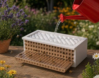 Wild bee observation box with watering station – Species-appropriate insect hotel PRO2 for garden & balcony – Nesting aid for bees