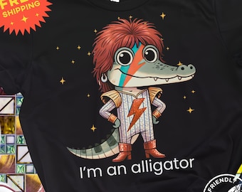 Alligator Ziggy Stardust T-Shirt | Glam Rock Moonage Daydream Shirt | David Bowie Inspired Lightning Bolt Design | Cute Rock Tee | Vintage