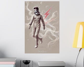 David Bowie Space Art Poster | Retro Wall Decor, Music Lover Gift, Home Aesthetic, Collectible Print, Unique Bedroom Decor