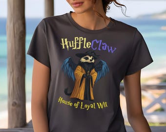 Camiseta de fusión de la Casa del Ingenio y la Lealtad de HuffleClaw / Camiseta mágica de la Casa de la Sabiduría y la Dedicación / Ropa unisex inspirada en la magia y la fantasía